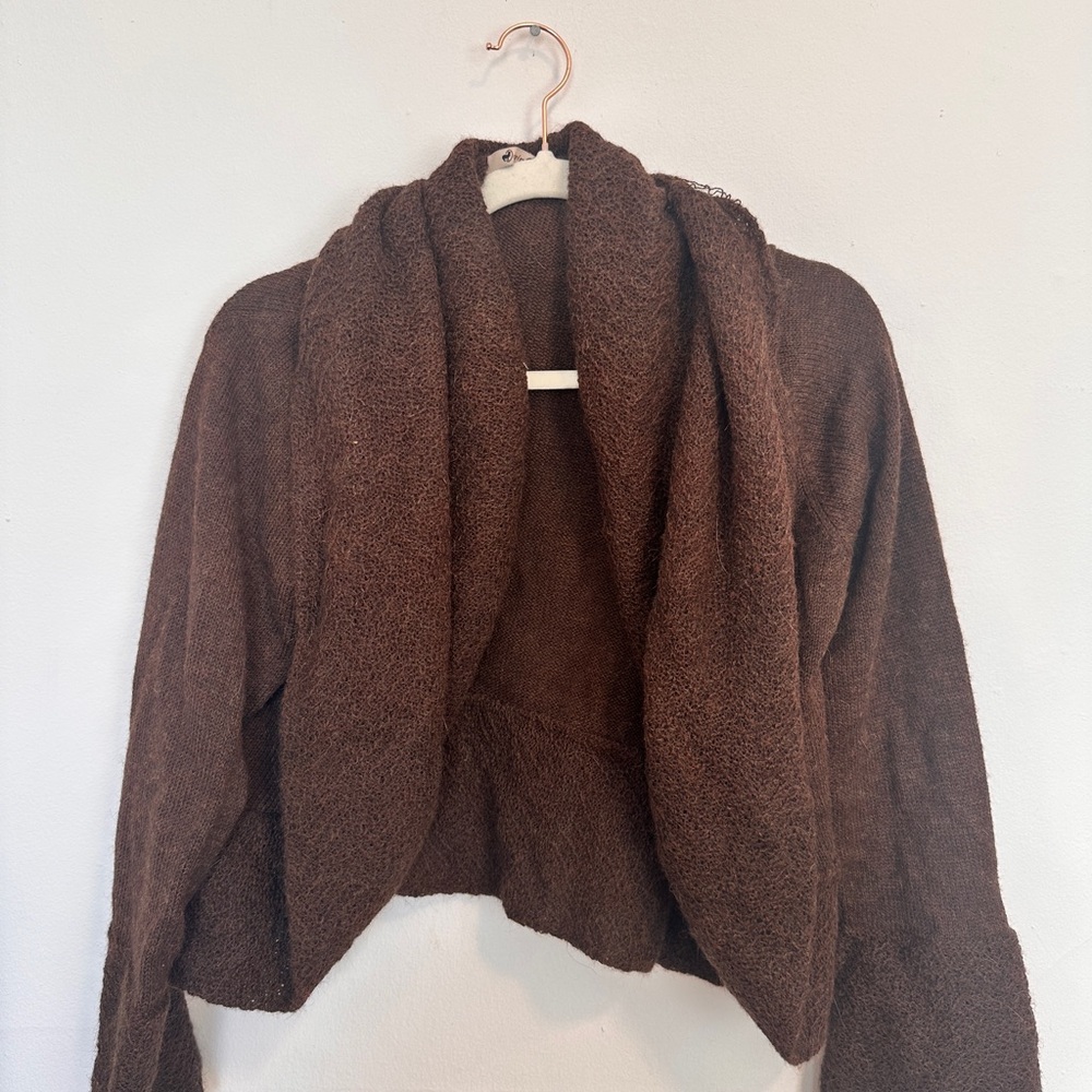 100% ALPACA Cozy Brown Knit Cardigan